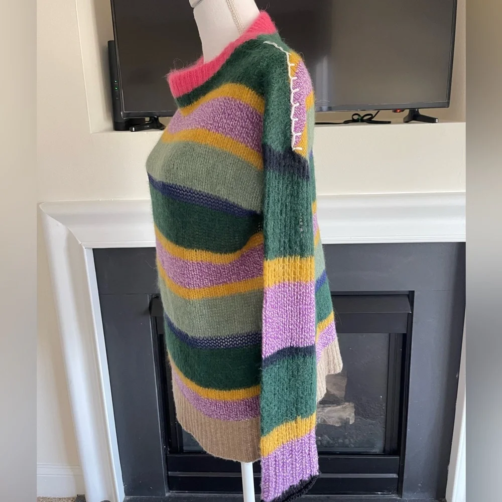 NEW YanYan Stripe Alpaca, Wool Oversized Sweater - Picture 6 of 14
